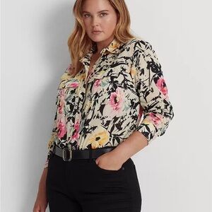Polo Floral Cotton Gauze Shirt NWT
